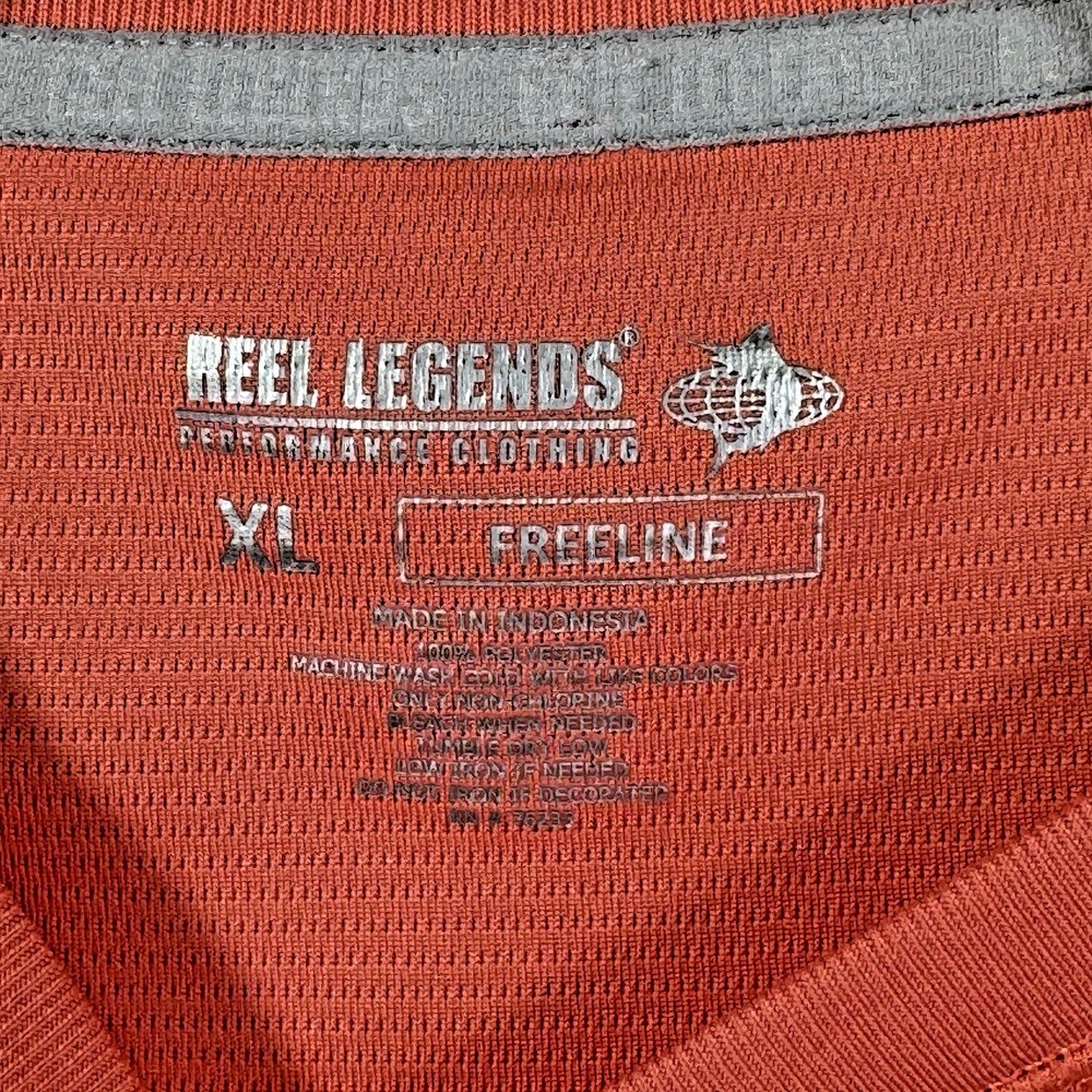 Reel Legends Shirt Mens XL Orange Long Sleeve Fish Freeline Performance Outdoors - Picture 3 of 5